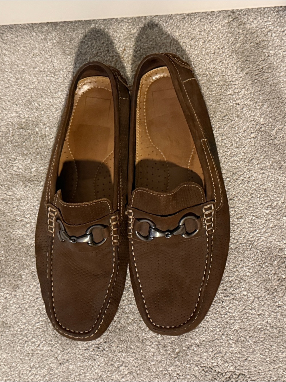 Men's Brown Leather Moccasin Loafers with Bit Detail